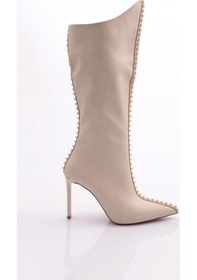 Resim Dgn 5280 Kadin Topuklu Çizme 5280-1748-R0007 Açık Bej 