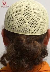 Resim Erkek Örme Takke Hac Ve Umre İçin İdeal Nefes Alabilir Standart Beden Takke Bej 