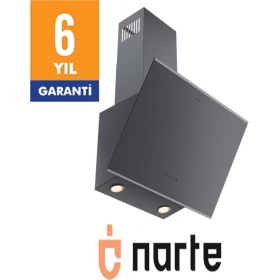 Resim Narte -H20060S 60 cm Gri Cam Inox Çıtalı Eğimli Davlumbaz - 6 Yıl Garantili 