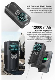 Resim Kensa Taşınabilir Dijital Hava Kompresörü Jump Starter Powerbank Siyah 