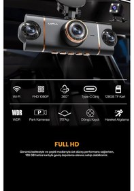 Resim 4 Lens 3 İnç Full Hd Wi-fi Araç Kamerası Ips Ekran, G Sensör, Park Modu, Geri Görüş 