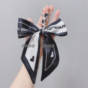 Resim Silver1 Gıoıo Yeni Ipek Eşarp Anahtarlık Kişiselleştirilmiş Inci Papyon Çanta Çekicilik Dokuma Anahtarlık (Yurt Dışından) 