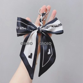 Resim Silver1 Gıoıo Yeni Ipek Eşarp Anahtarlık Kişiselleştirilmiş Inci Papyon Çanta Çekicilik Dokuma Anahtarlık (Yurt Dışından) 