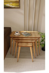 Resim ALMOND MOBİLYA 4'lü Dörtlü Mdf Ahşap Zigon Sehpa Takımı, Zigon Sehpa, Servis Sehpası, Yan Sehpa 
