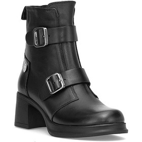 Resim Mammamia D25kb-8570 Kadın Hakiki Deri Topuklu Bot Siyah Siyah 