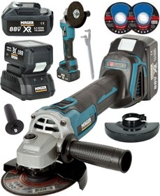 Resim Mager 88 Wat 10 Ah Kömürsüz Motor Çift Akülü Taşlama Spiral Makinası Mavi 