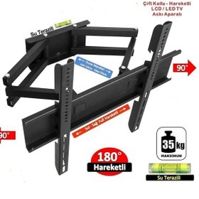 Resim Teif 42'' - 55'' - 106 - 140 Ekran Çift Kollu Hareketli Tv Askı Aparatı Su Terazili 