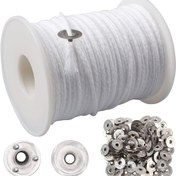 Resim 60.96 metre Mum Fırçaları Rulosu 24 PLYBraided Mum Fırçaları Mum Fırça Çekirdeği Spool ve 100 adet Metal Mum Fırça Sustainer Tabları Mum DIY Craft Mum Yapımı Kiti için 