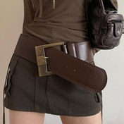 Resim 1 Adet Vintage Metal Tokalı Geniş Kemer, Kadınlar İçin Rahat Sokak Stili Kabartmalı Bel Bandı, Zayıflatıcı Etkili Çok Yönlü Moda Aksesuarı, Günlük İşe Gidiş Geliş ve Hafta Sonu Gezileri İçin Uygun, Rahat Moda Aksesuarı | Kabartmalı Görünüm | Şık Kemer, Bel Kemer 