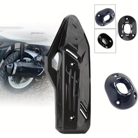 Resim Karbon Lif Tarzı ABS Motosiklet Egzoz Borusu Koruyucu Kapağı Honda PCX160 için - Isıya Dayanıklı Aerodinamik Tasarım ve Montaj Donanımı ile Evrensel Uyumlu Egzoz Boru Kalkanı 