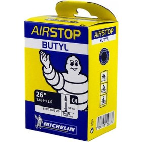 Resim Michelin Airstop 26x1.45-2.6 Presta 40mm İnce Sibop Bisiklet İç Lastik 