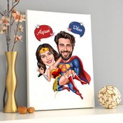 Resim Süper Kahraman Aşıklar Karikatürlü Kanvas Tablo 