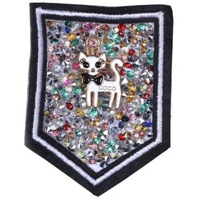 Resim Aplike Ütü İle Yapışan Taşlı Kedi Arma 5 cm 