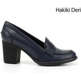 Resim Gönderi(R) Gönderi R Lacivert Antik Orta Kalın Topuklu Hakiki Deri Ayakkabı Lacivert 
