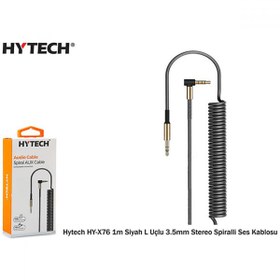 Resim Hytech Hy-X76 1M L Uçlu 3.5Mm Stereo Spiralli Ses Kablosu Siyah 