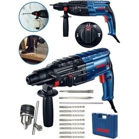 Resim Dragro DRG-krc4200 Lacivert 4200 Çelik Şanzıman Bakir Sargili Kırıcı Delici Hilti Matkap 10 Adet Uç Yedek Mandren Yedek Uç 