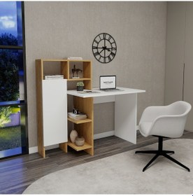 Resim Arnetti Buğra Dolaplı Çalışma Masası Safirmeşe Beyaz Safirmeşe - Beyaz 
