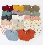 Resim Moly Pamuk Gause Katı Renk Önlük Yenidoğan Bandana Eşarp 12 One Size 12 