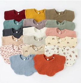 Resim Moly Pamuk Gause Katı Renk Önlük Yenidoğan Bandana Eşarp 12 One Size 12 