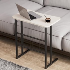 Resim interGO Metal Ayaklı Laptop Sehpası Koltuk Sehpası Kahvaltı Masası Çalışma Sehpası - Krem 