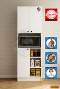 Resim Mobilyanı Tasarla Tamamı Mdf 3 Kapaklı Modern Tasarım Çok Amaçlı Beyaz Mini Fırın Dolabı/boy Kiler Dolabı/erzak Dolabı 