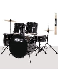 Resim Midex CD900X-BK 22'' Yetişkin Akustik Bateri Davul Seti 22B-13T-12T-16F-14S (5 Parça) 