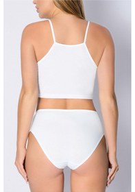 Resim Penye Likralı Bikini Beyaz 