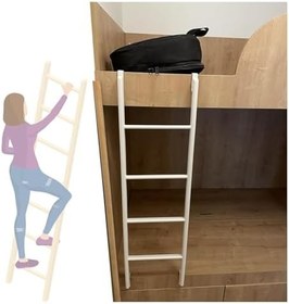 Resim Ayarlanabilir Ranza Merdiveni 4ft Beyaz Emniyet Adım Merdiveni Çocuklar için Dayanıklı Asılı Ranza Merdiveni Kolay Erişim ve Güvenli Tırmanma için 