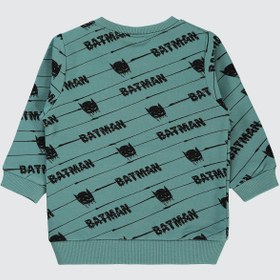Resim Batman Erkek Bebek Sweatshirt 6-18 Ay - Yeşil - Pastel Yeşil / 12-18 Ay 