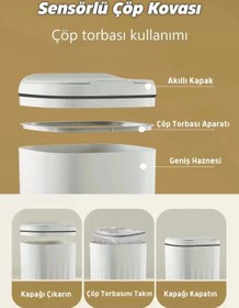 Resim Toptan Bulurum 20L UV Işık Akıllı Koku Geçirmez Teknolojik Sensörlü Çöp Kovası Ofis Banyo Mutfak 