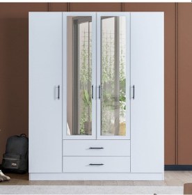 Resim Gardırop, Blesk Hera 4 Kapaklı, Aynalı Çekmeceli Dolap Çok Renkli 