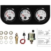 Resim Youtek 12v Araçlarda Voltaj-sıcaklık-yakıt Basıncı 3'lü Monitör 52mm Siyah Abs+metal Gösterge 