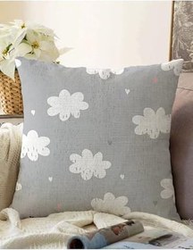 Resim RealHomes Çift Taraflı Gri Zeminde Bulutlar Özel Tasarımlı Çocuk Odası Raşel Örme Yastık Kırlent Kılıfı, Sonil-K4365g-43x43cm 