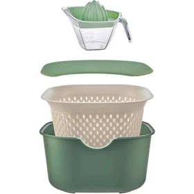 Resim Favorin Karıştırma Kabı Kesme Tahtası Süzgeç Limon ve Narenciye Sıkacağı Seti 