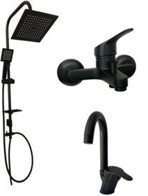 Resim Genel Markalar Siyah Batarya Takımı 4 Lü 3 Lü 2 Li Musluk Armatür Duş Setleri 