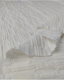 Resim Ekru Krem Arası Renkte Bürümcüklü Jarse Kumaş 140x210cm-10823 Ekru 