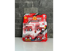 Resim İtfaiye Seti 4lü Mini Plastik Oyuncak Araba 