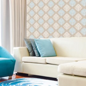 Resim Golden Kareli Damask Desenli Duvar Kağıdı Turkuaz 52 cm x 10 m 