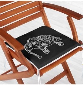 Resim RealHomes Retro Mandala Fil Desenli Özel Tasarım Fermuarlı Sandalye Minderi 