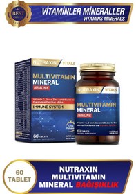 Resim Nutraxin Multivitamin Mineral Immune Complex 60 Tbl - Magnezyum, C, D, Zinc, Demir, B12, Kolin, İyot 
