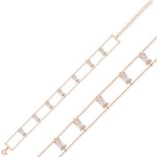 Resim Bracelet pour femme en argent et pierre baguette rose 