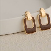 Resim Kadınlar için Vintage Glaze Küpeler, Minimalist Geometrik Kişilik Takılarla Hafif Lüks Benzersiz Tasarım Gümüş İğne Çivileri 