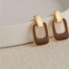Resim Kadınlar için Vintage Glaze Küpeler, Minimalist Geometrik Kişilik Takılarla Hafif Lüks Benzersiz Tasarım Gümüş İğne Çivileri 