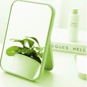 Resim Gaman Orman Yeşil Renk Kare Masaüstü Ayna - Taşınabilir Seyahat Makyaj Aynası 15CM Çerçeveli 