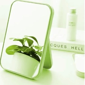 Resim Gaman Orman Yeşil Renk Kare Masaüstü Ayna - Taşınabilir Seyahat Makyaj Aynası 15CM Çerçeveli 