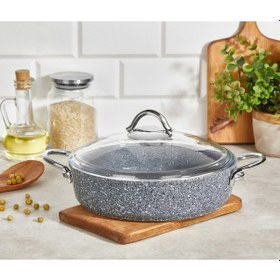 Resim İndüksiyon Uyumlu Basık Granit Tencere 26 Cm Gri 