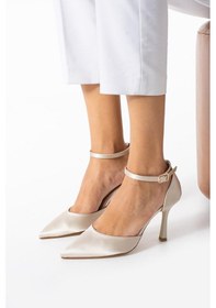 Resim Paris Shoes Kadın Bej Sivri Burunlu Stiletto Bej 