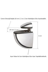 Resim EYM 20 Adet Pelikan Cam Raf Tutucu Etejer Parlak Krom Metal Kırılmaz 
