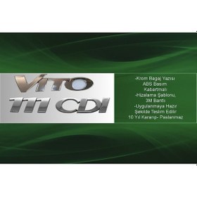 Resim Benz Vito - 111 Cdı Krom Bagaj Yazısı Seti 2'li 3m 3d Abs 