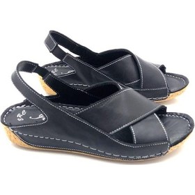 Resim Deritarz İlgen Hakiki Deri Ortopedik Kadın Siyah Renk Sandalet Siyah 